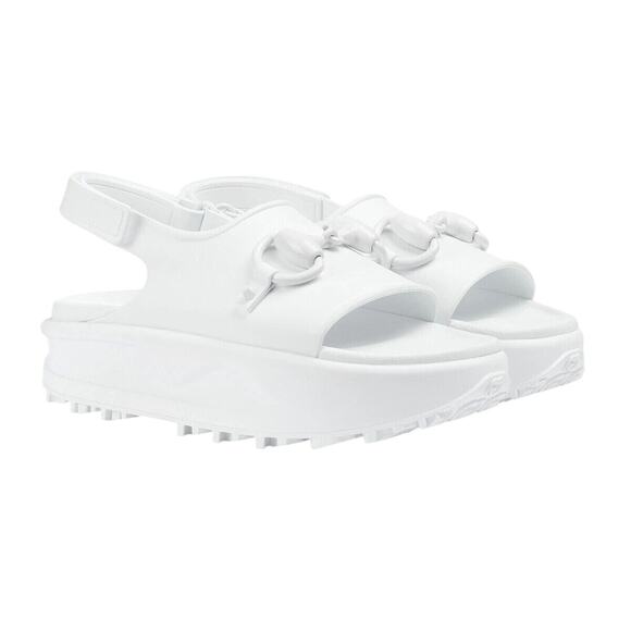GUCCI Horsebit Platform Sandal White Soft Rubber 74235 Size 37 US 7 $650 NEW - Picture 1 of 16